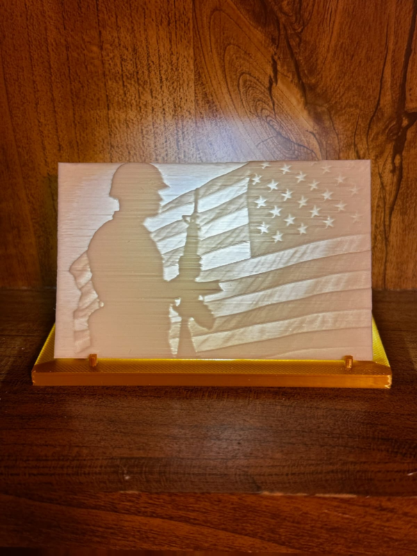 US Flag with Soldier