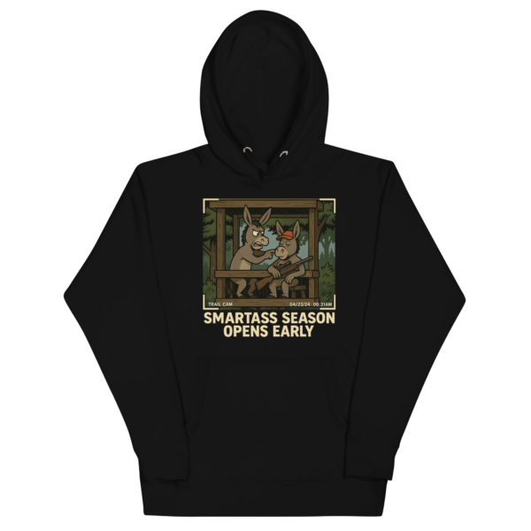 Smartass Season Pullover Hoodie – Keystone Trailhead Donkey Duo - Image 2