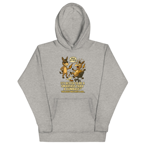 Two Asses Walk Into a Bar” Premium Pullover Hoodie – Smartass vs. Dumbass™ Unisex Hoodie - Image 4