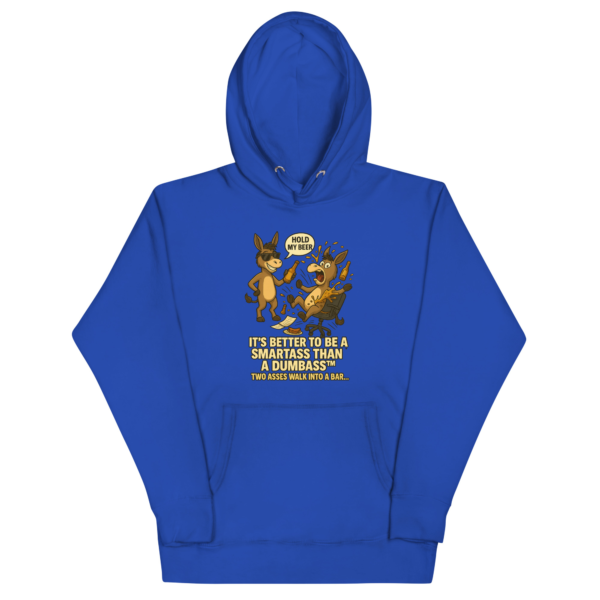 Two Asses Walk Into a Bar” Premium Pullover Hoodie – Smartass vs. Dumbass™ Unisex Hoodie - Image 3