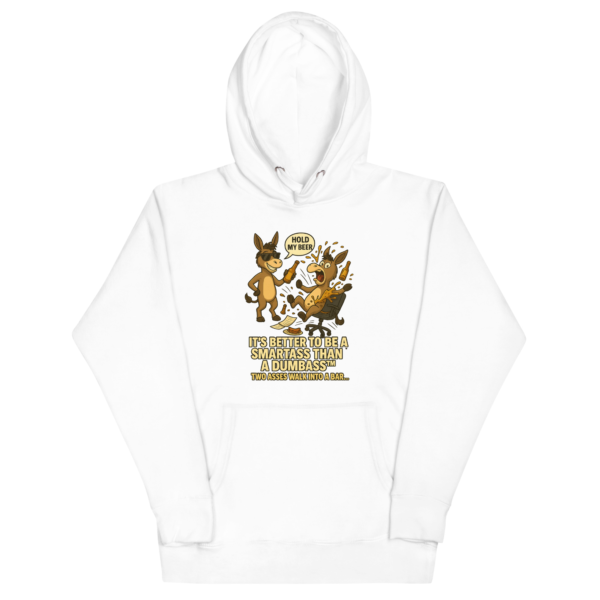 Two Asses Walk Into a Bar” Premium Pullover Hoodie – Smartass vs. Dumbass™ Unisex Hoodie - Image 5