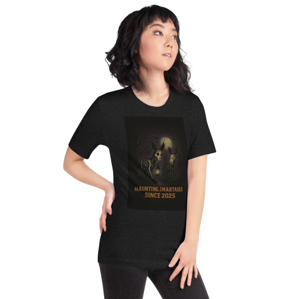 Haunting Smartasses Tee – Limited Edition Halloween Skeleton Donkeys - Image 2