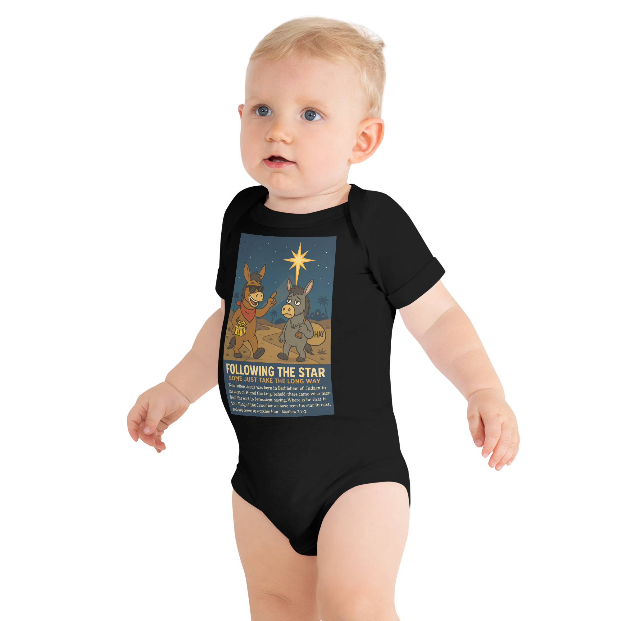 “They Rejoiced with Exceeding Great Joy”. Christmas Baby One Piece – Bella + Canvas 100B - Image 2