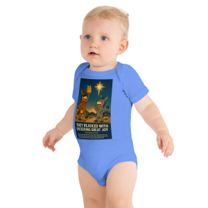 “They Rejoiced with Exceeding Great Joy”. Christmas Baby One Piece – Bella + Canvas 100B