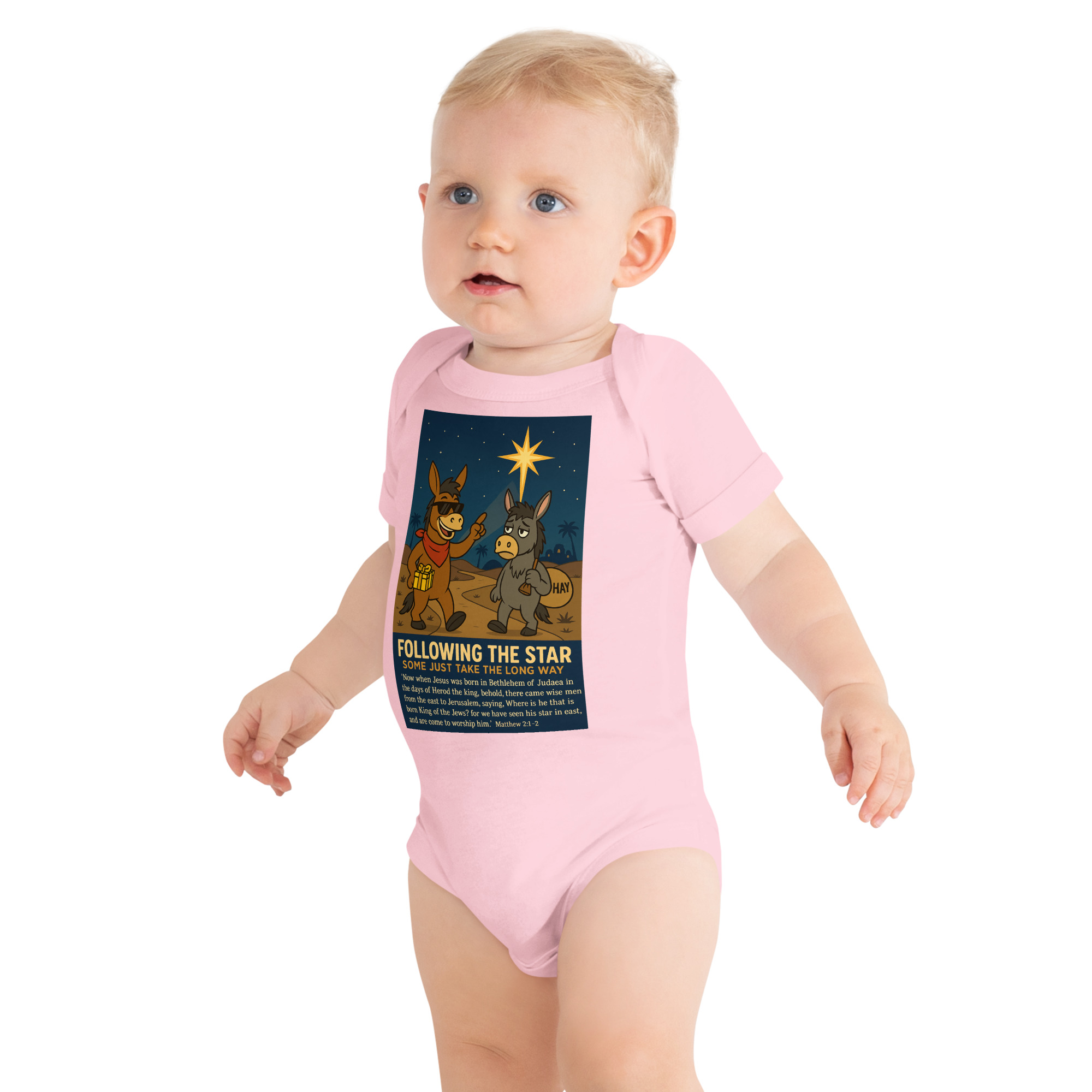 “They Rejoiced with Exceeding Great Joy”. Christmas Baby One Piece – Bella + Canvas 100B - Image 5