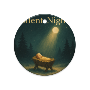 Silent Night Ceramic Ornament – The Manger Under Moonlight