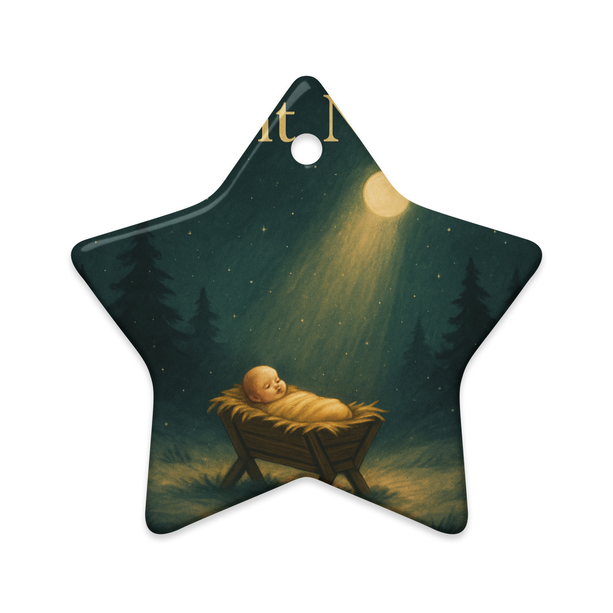 Silent Night Ceramic Ornament – The Manger Under Moonlight - Image 8