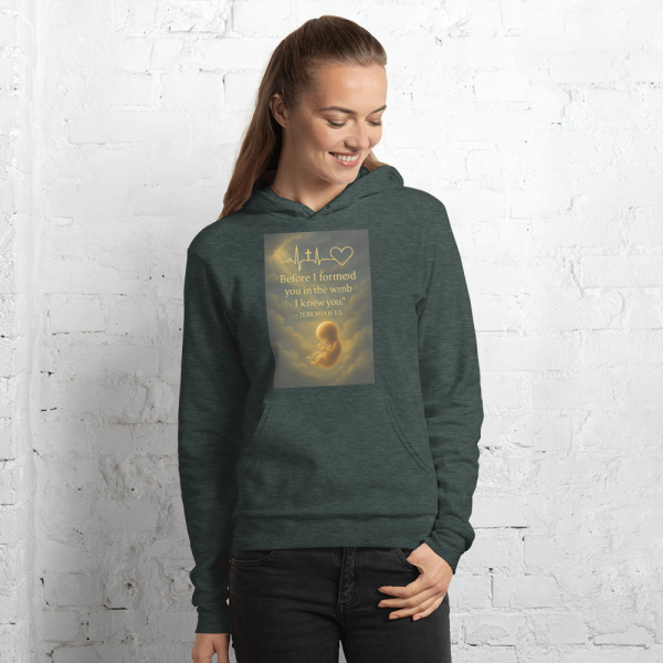 “Before I Formed You” Hoodie – Jeremiah 1:5 Faith-Based Heartbeat Design - Image 3