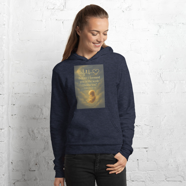 “Before I Formed You” Hoodie – Jeremiah 1:5 Faith-Based Heartbeat Design - Image 2