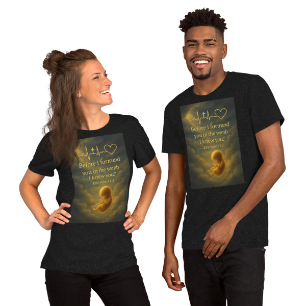 “Before I Formed You” Tee – Jeremiah 1:5 Faith-Based Heartbeat Design - Image 2