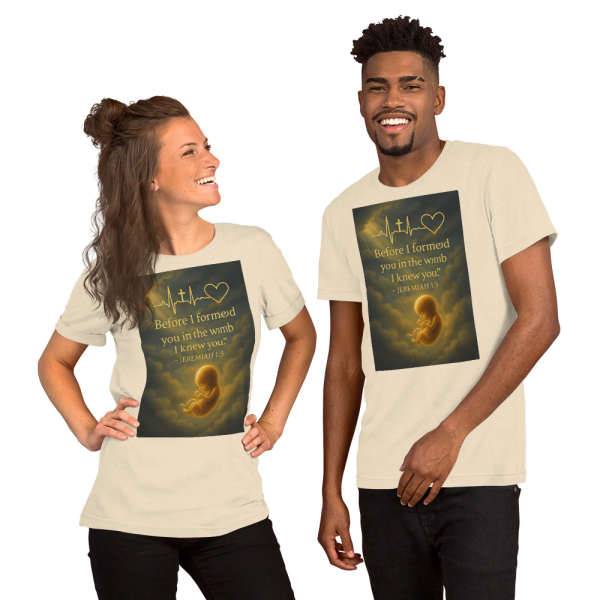 “Before I Formed You” Tee – Jeremiah 1:5 Faith-Based Heartbeat Design