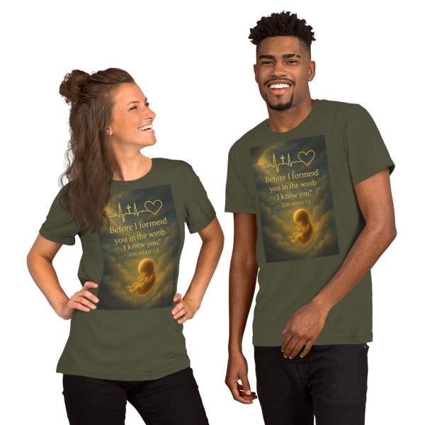 “Before I Formed You” Tee – Jeremiah 1:5 Faith-Based Heartbeat Design - Image 3