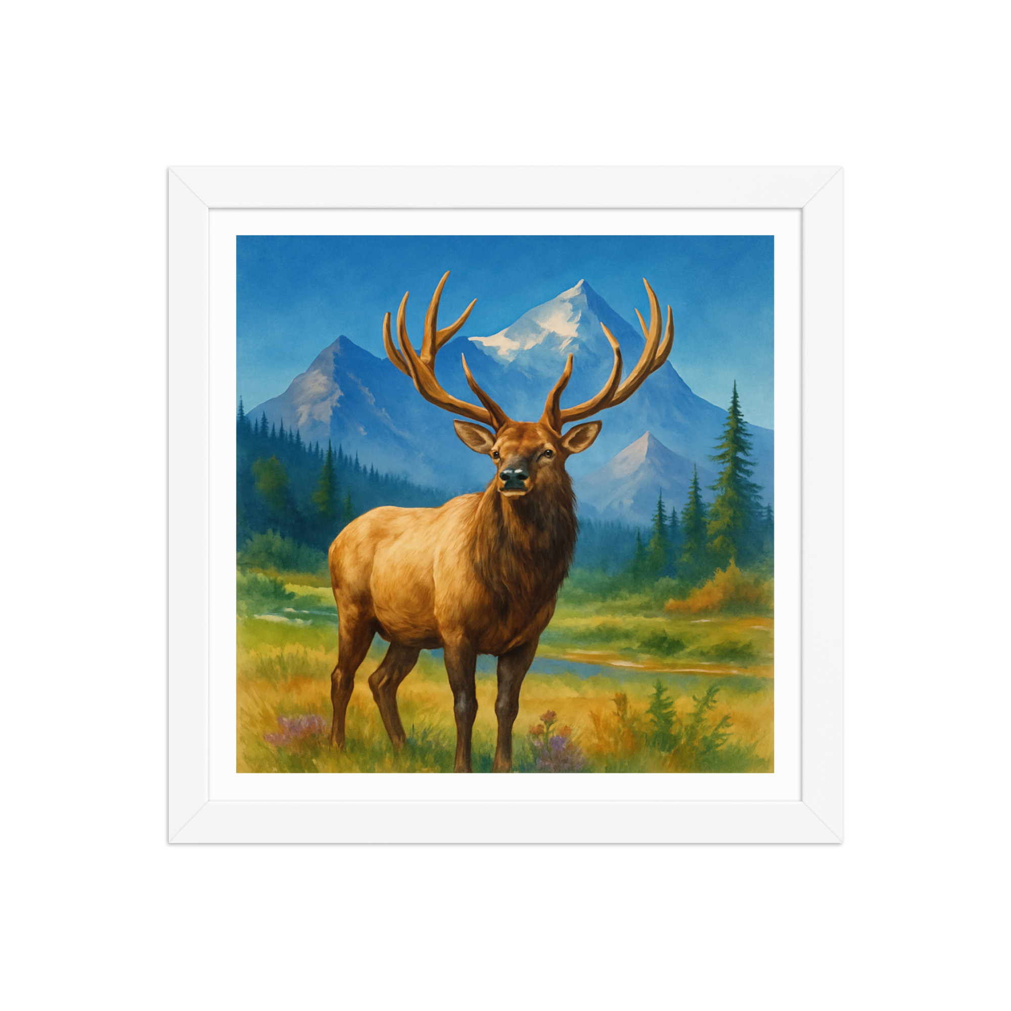 Majestic Elk Framed Wall Art – Rustic Mountain Cabin Decor - Image 2