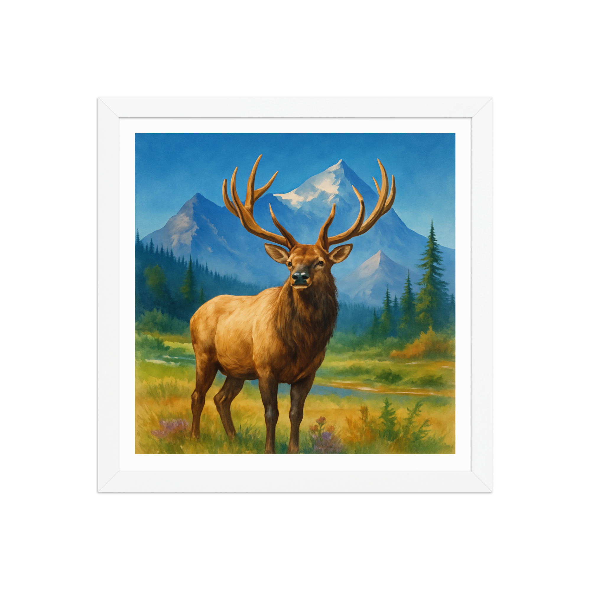 Majestic Elk Framed Wall Art – Rustic Mountain Cabin Decor - Image 3