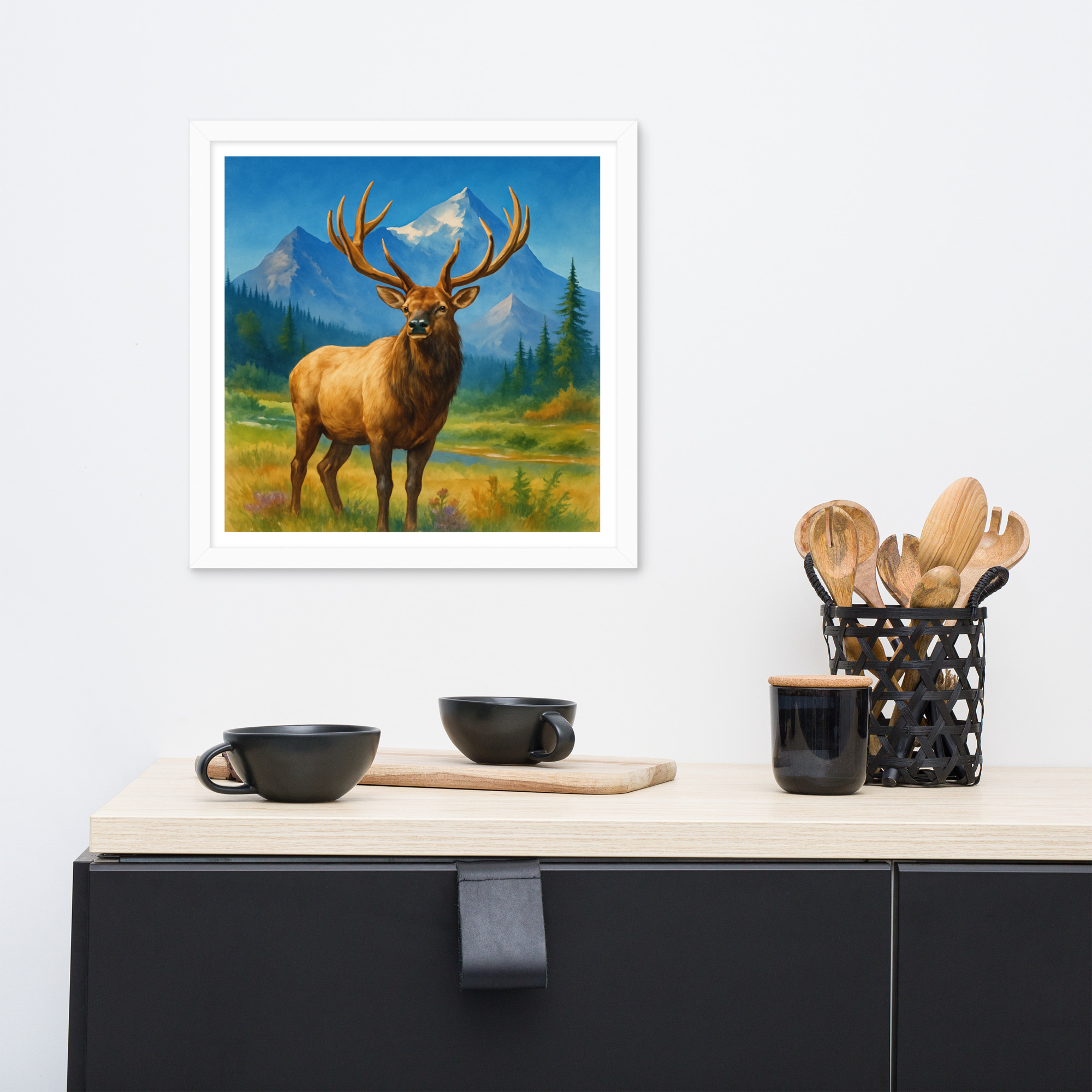 Majestic Elk Framed Wall Art – Rustic Mountain Cabin Decor - Image 9