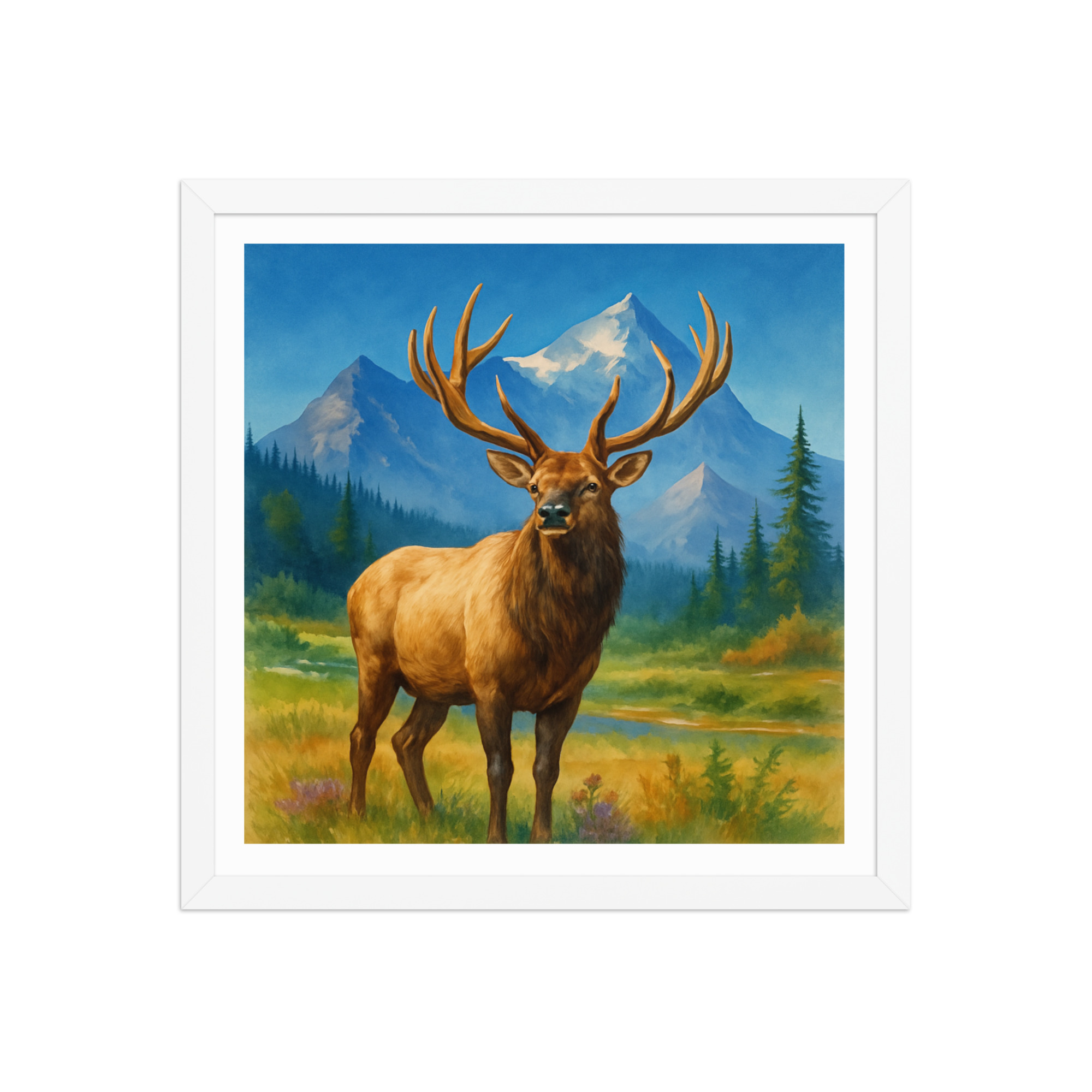 Majestic Elk Framed Wall Art – Rustic Mountain Cabin Decor - Image 4