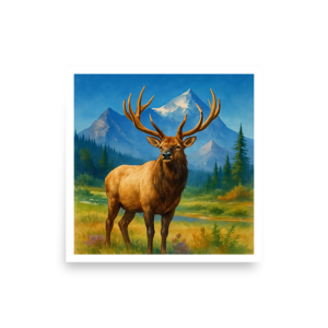 Majestic Elk Wilderness Poster – Rustic Mountain Wall Art