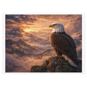 Majestic Eagle Jigsaw Puzzle with Tin – Rustic Mountain Wildlife Puzzle