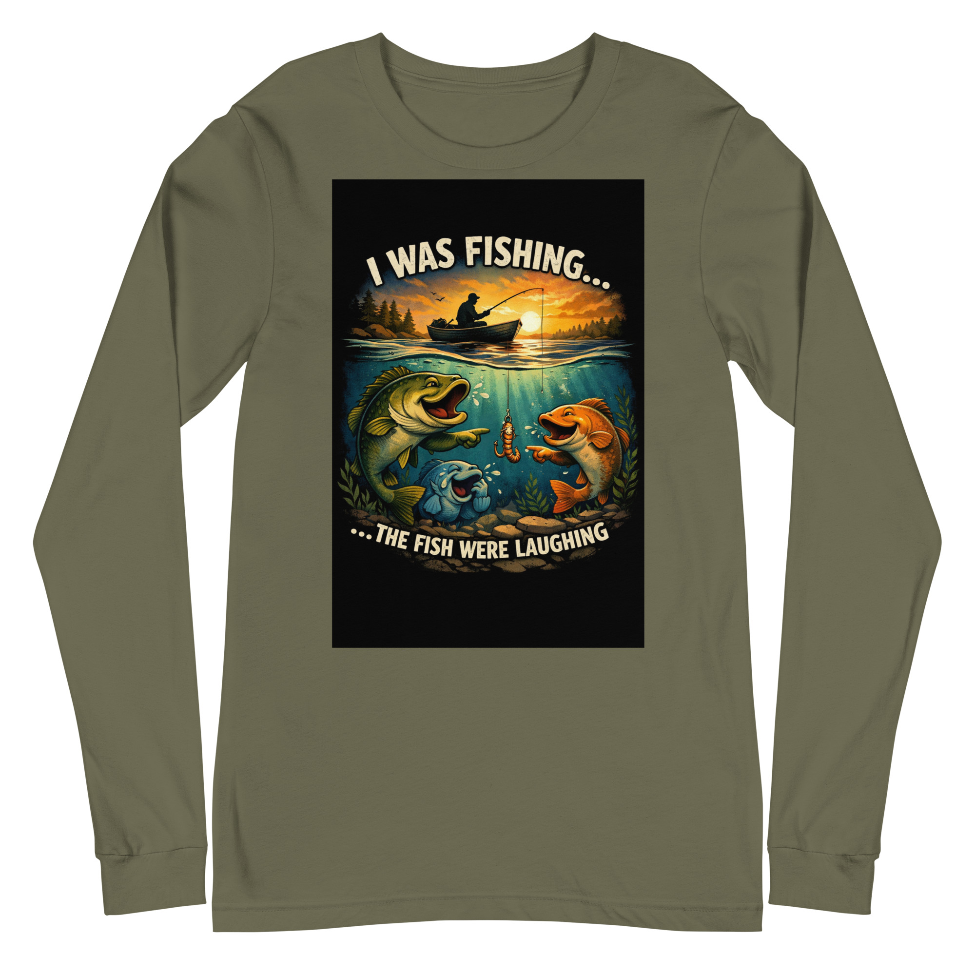 “I Was Fishing… The Fish Were Laughing” Funny Fishing Long Sleeve Shirt - Image 4