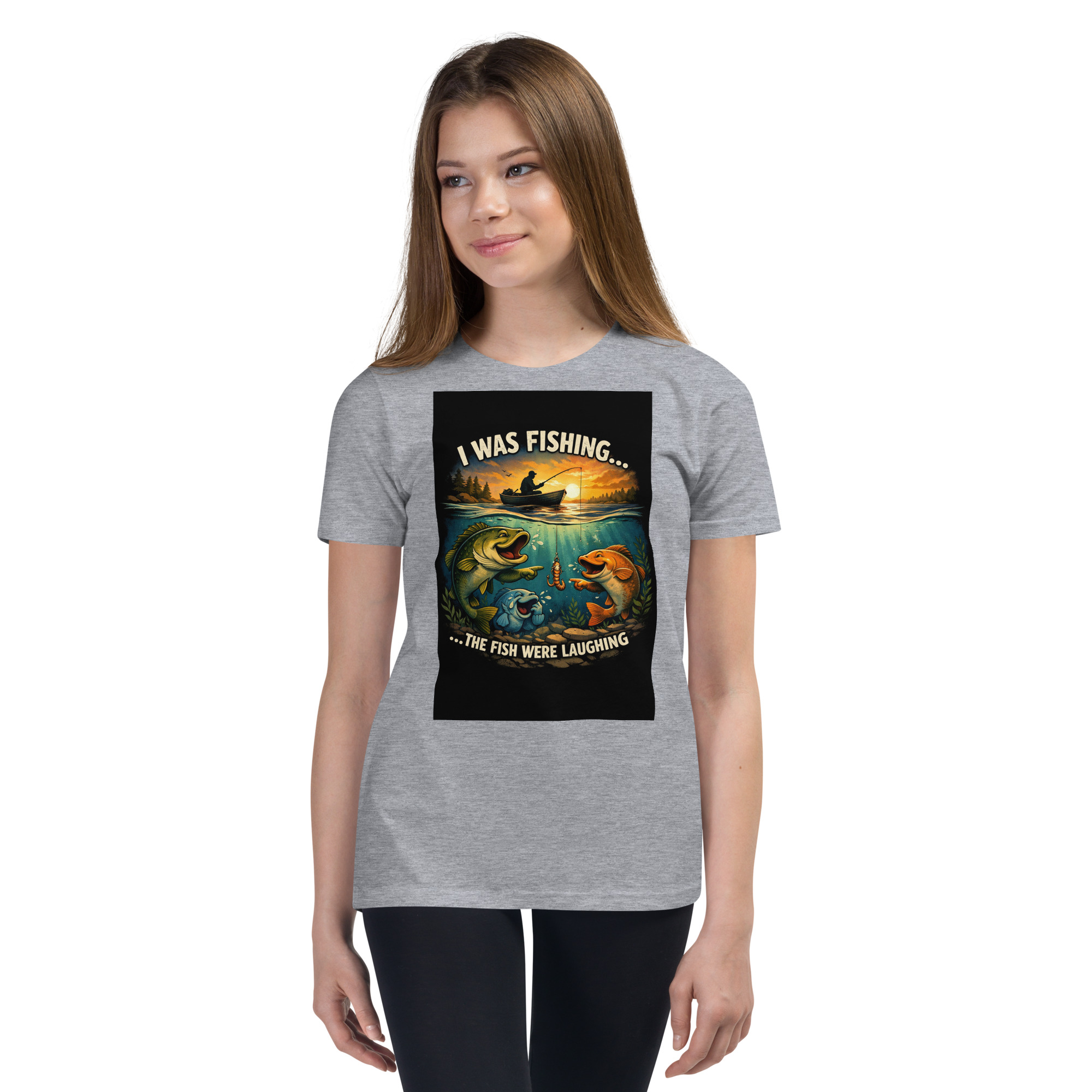 “I Was Fishing… The Fish Were Laughing” Funny Fishing Youth T-Shirt - Image 24