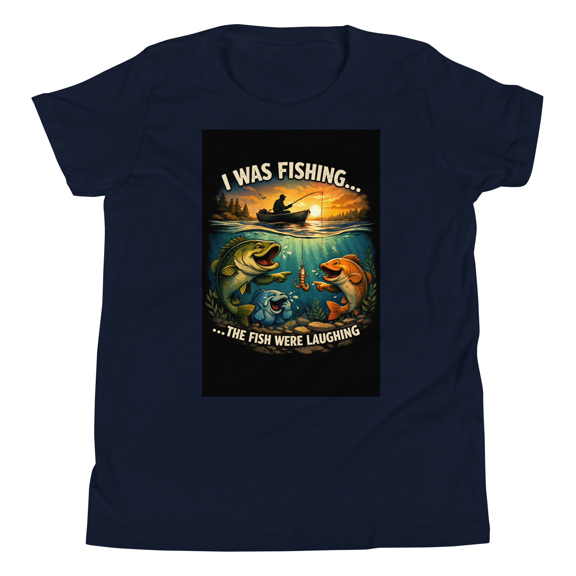 “I Was Fishing… The Fish Were Laughing” Funny Fishing Youth T-Shirt - Image 2