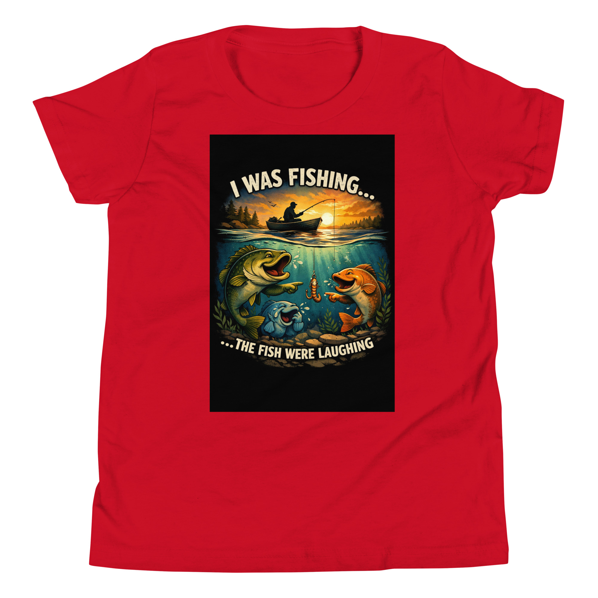 “I Was Fishing… The Fish Were Laughing” Funny Fishing Youth T-Shirt - Image 3