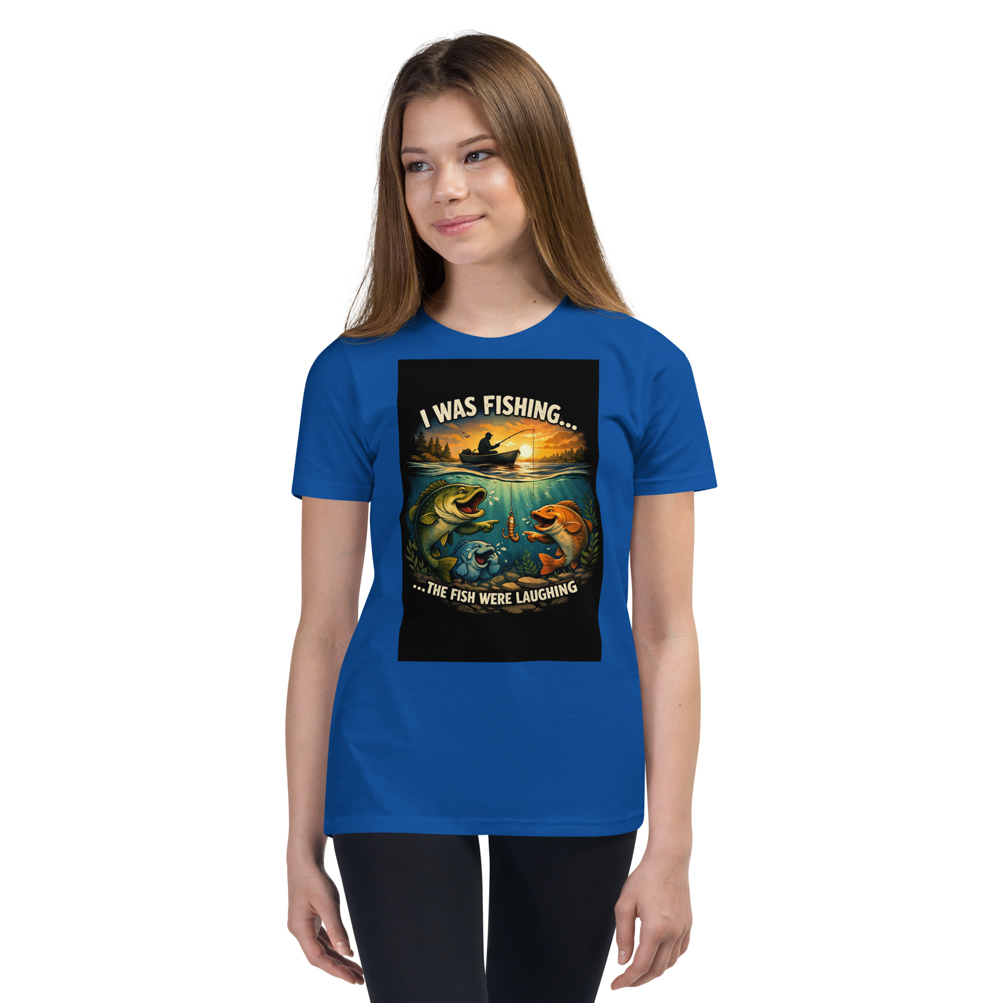 “I Was Fishing… The Fish Were Laughing” Funny Fishing Youth T-Shirt - Image 23