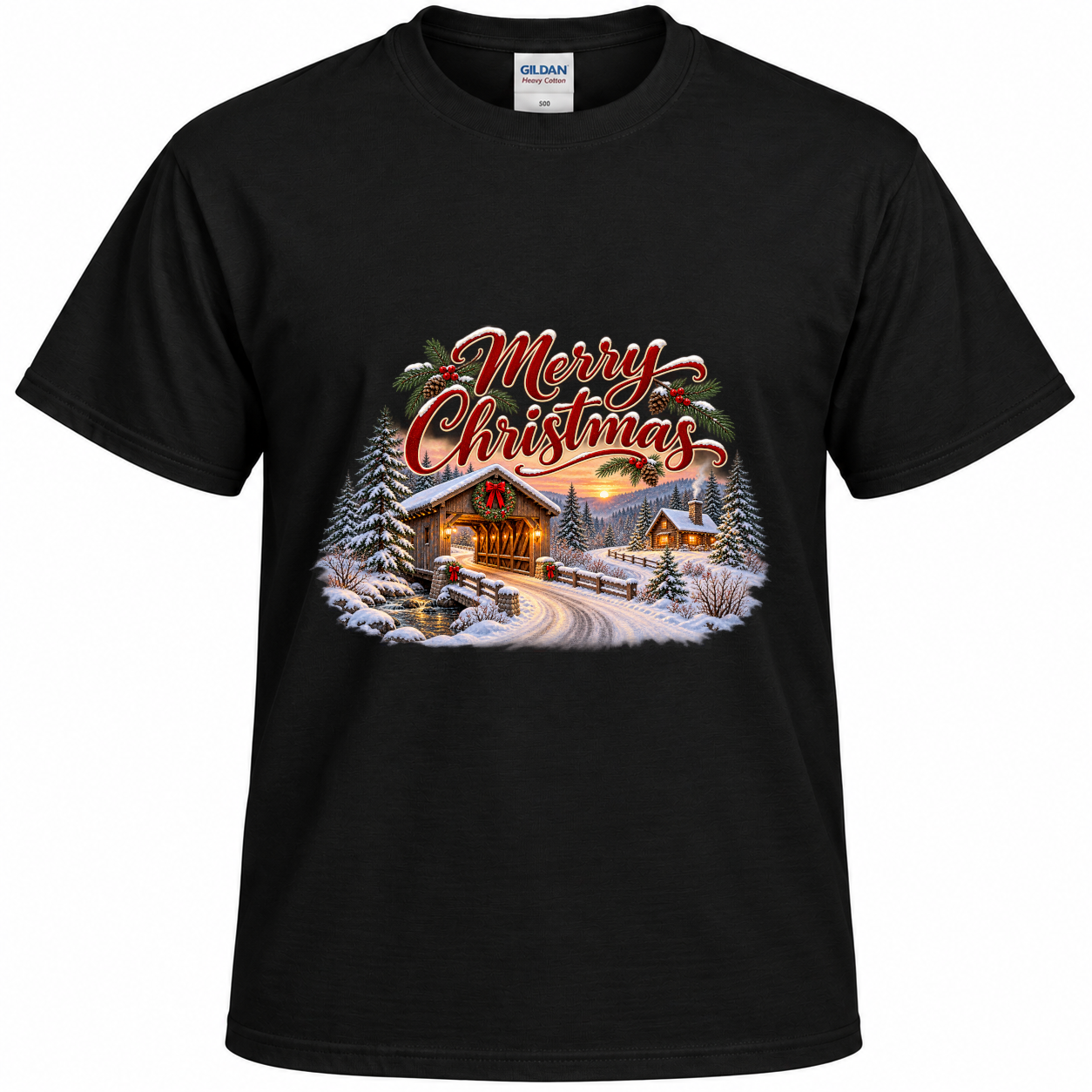 Merry Christmas – Snowy Cabin Christmas T-Shirt