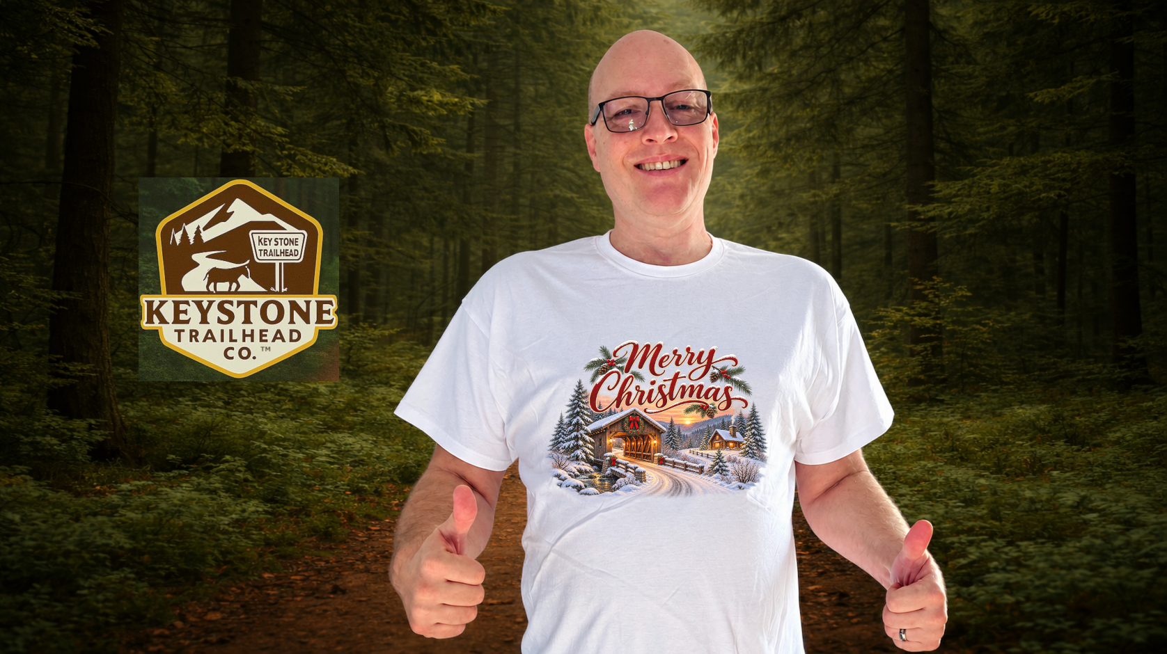 Merry Christmas – Snowy Cabin Christmas T-Shirt - Image 3