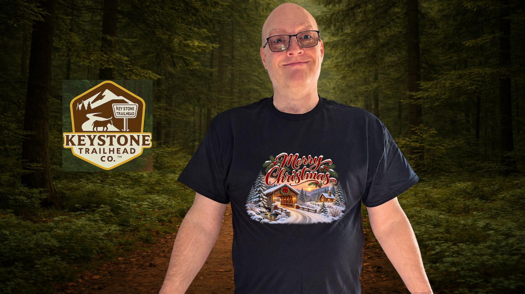 Merry Christmas – Snowy Cabin Christmas T-Shirt - Image 4