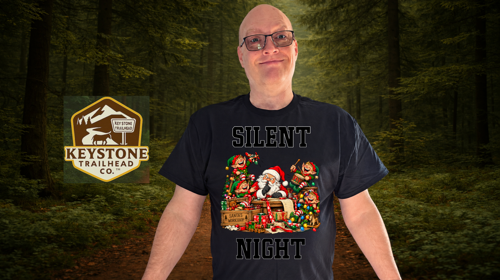 Silent Night – Funny Santa & Elves Christmas T-Shirt - Image 3