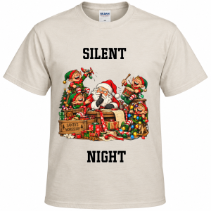 Silent Night – Funny Santa & Elves Christmas T-Shirt
