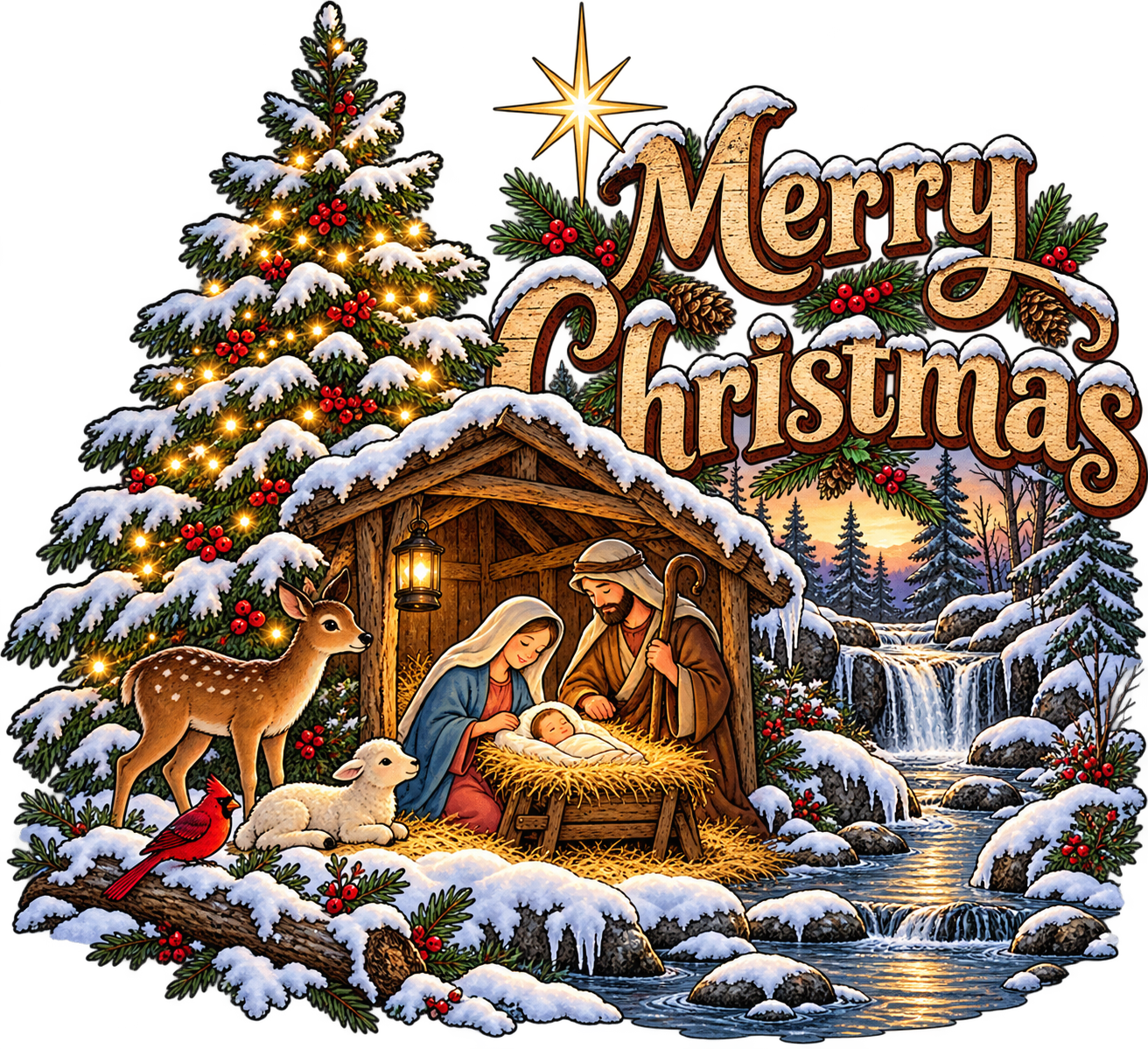 Merry Christmas – Nativity Scene T-Shirt - Image 3